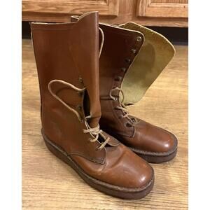 Vintage 1960s G.H. Bass Clamdiggers Lace Up Boots Brown Leather Mens Size 7.5
